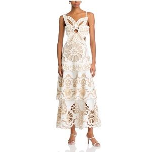 Farm Rio off white flower richelieu dress in size XS